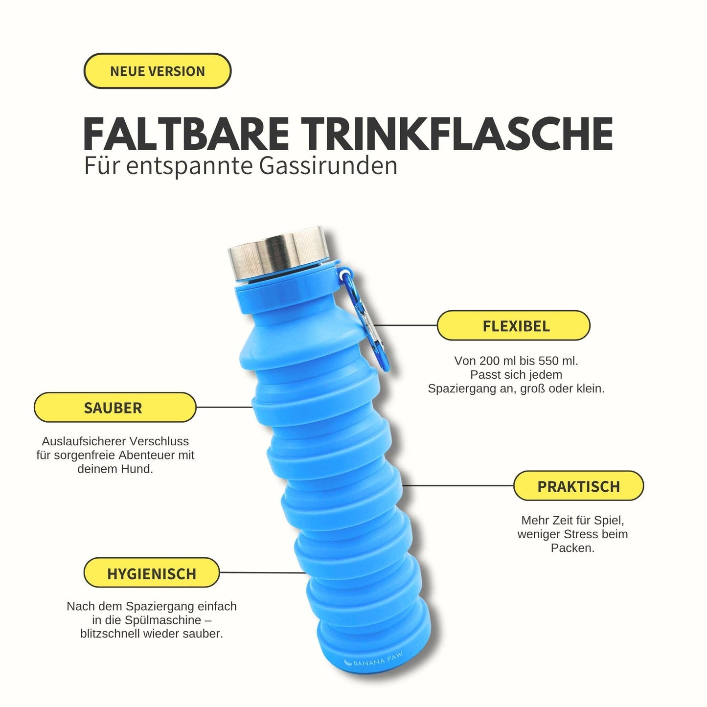 Faltbare Wasserflasche für unterwegs – Flexibel, stylisch & immer dabei