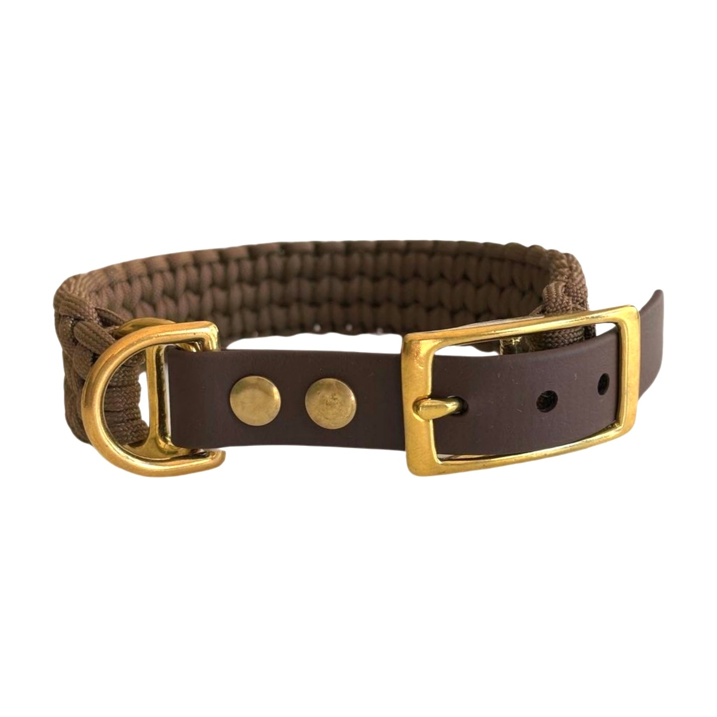 Paracord Hundehalsband braun verschluss Messing Knoten für vier Pfoten