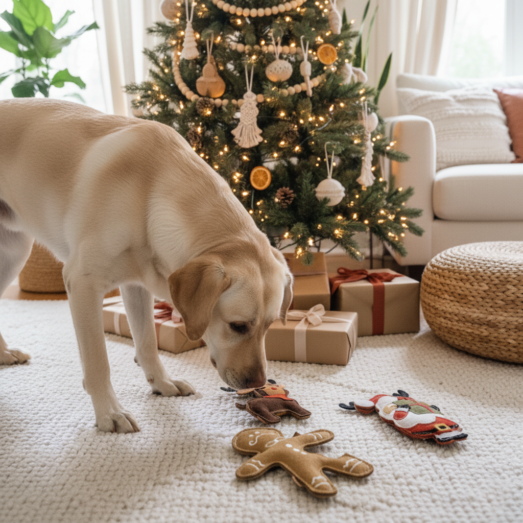 BUDDY. Hundespielzeug aus Leder zu Weihnachten "Rudolph"