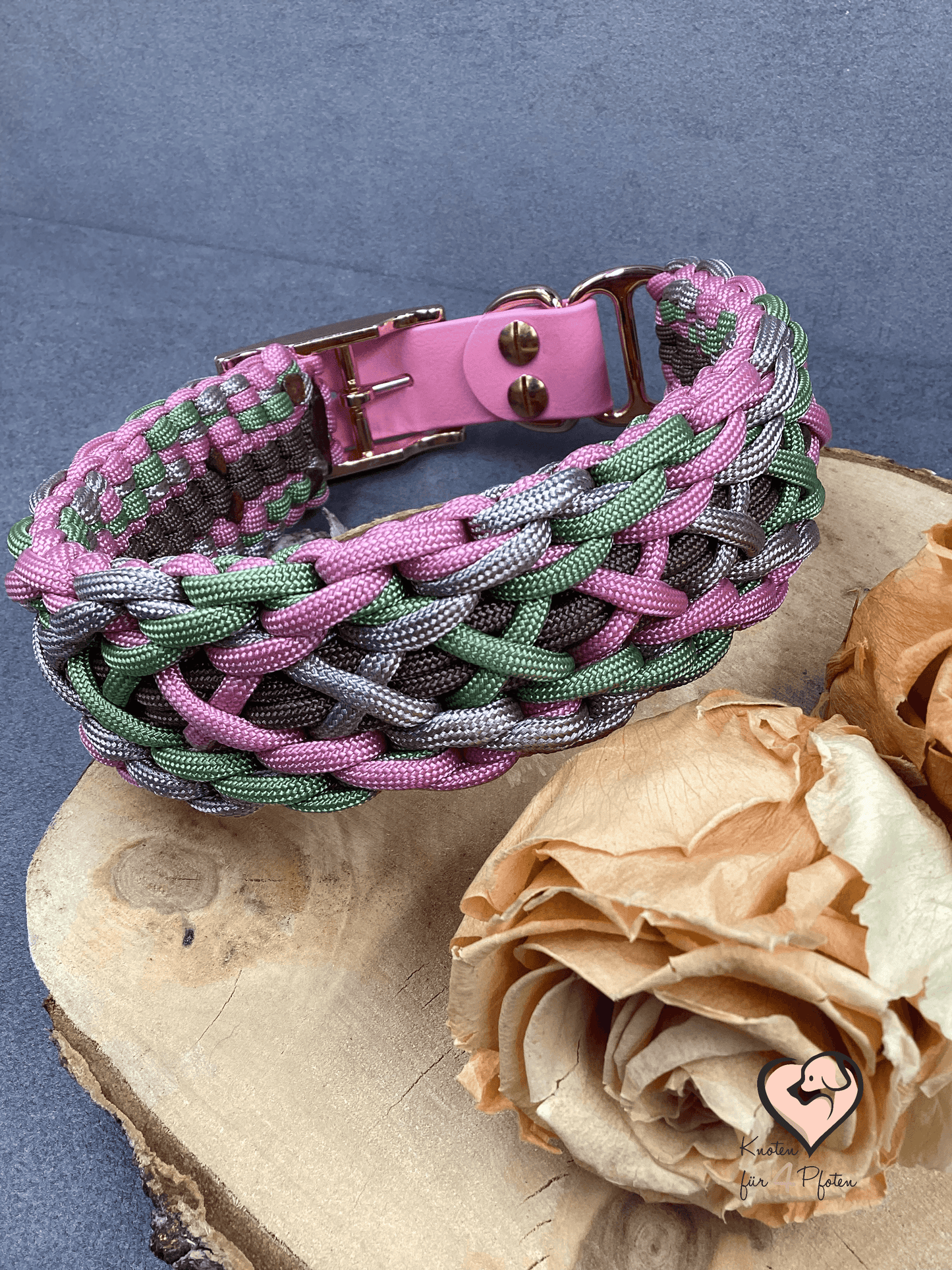 Paracord Halsband mit biothane Verschluss Hundehalsband Pink