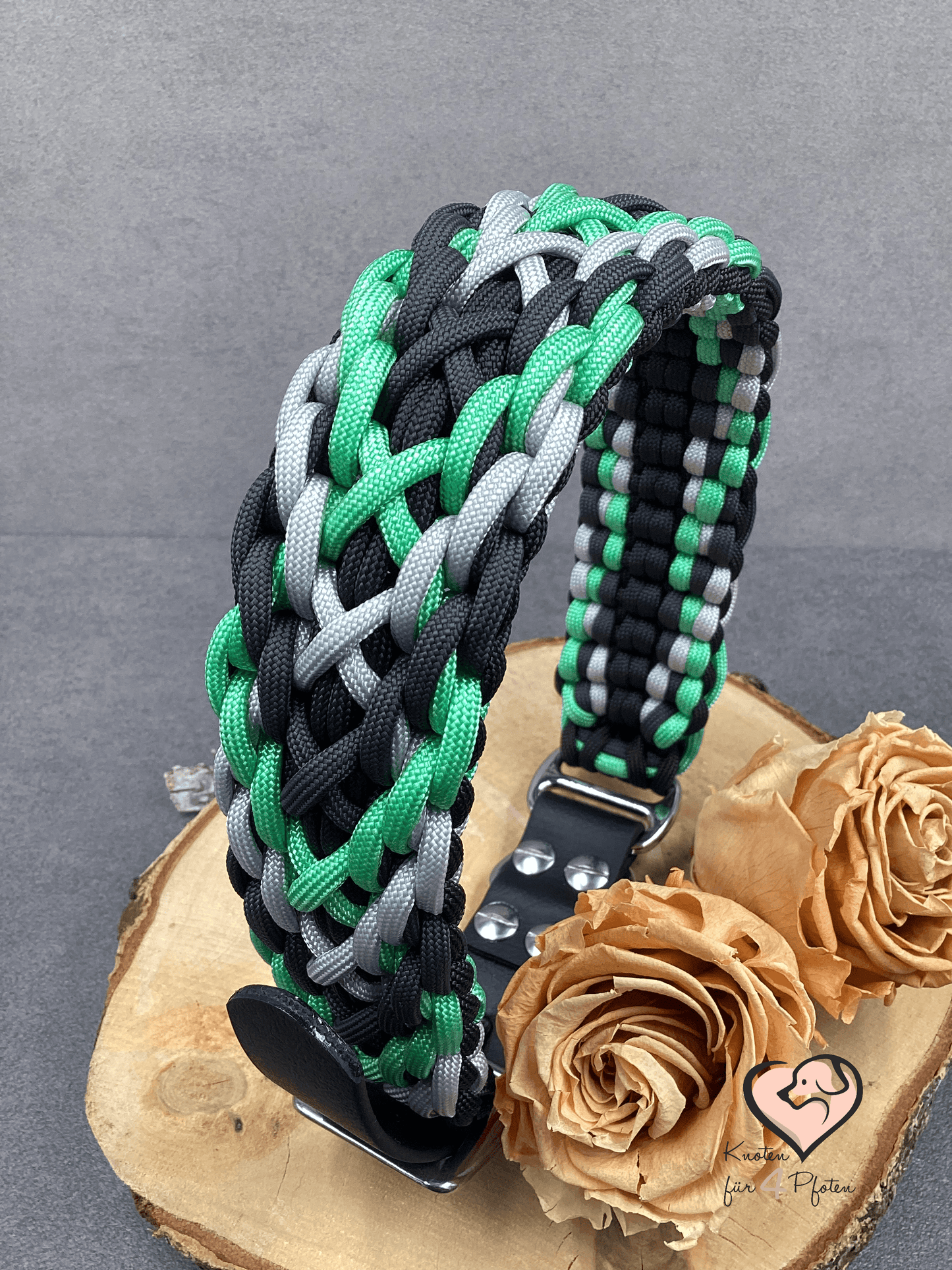 Paracord Halsband mit biothane Verschluss Hundehalsband Grün