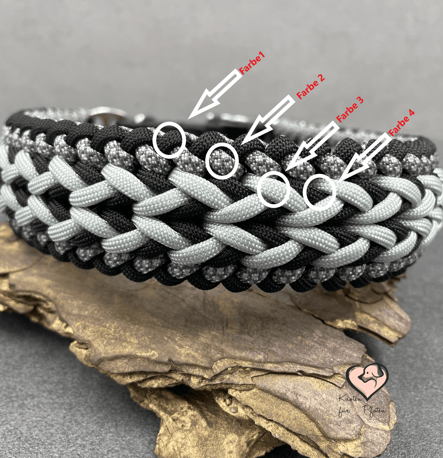 Paracord Halsband mit biothane Verschluss Hundehalsband farb Anordnung