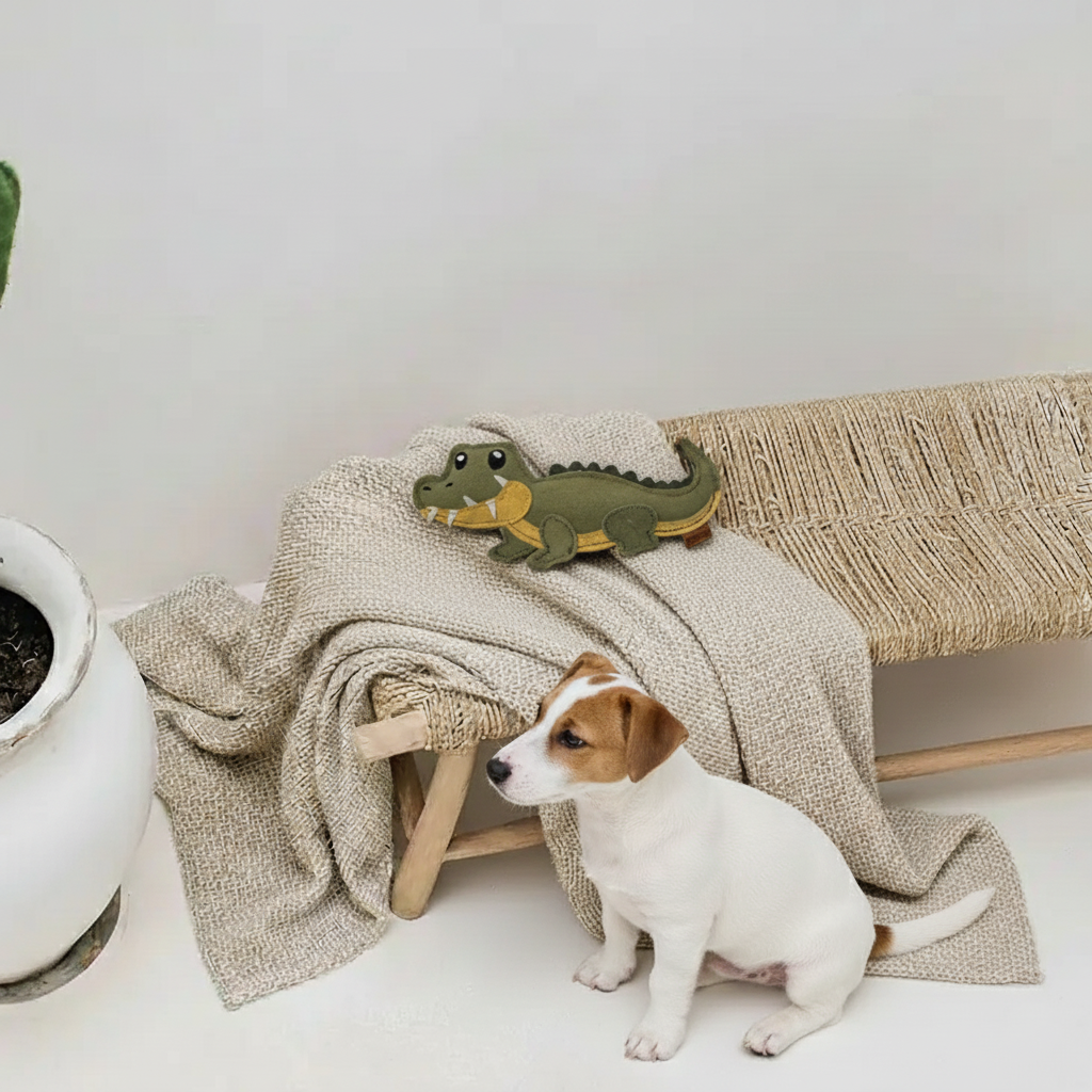 BUDDY. Hundespielzeug aus Leder für kleine Hunde "Krokodil"