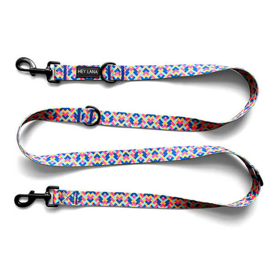 Hundeleine pink türkis kariert