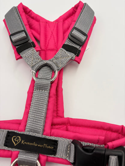 Brustgeschirr pink/grau reflektierend