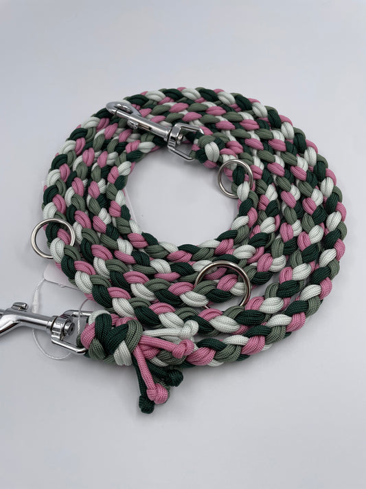 Paracord Hundeleine Rosa 2m Knoten für vier Pfoten
