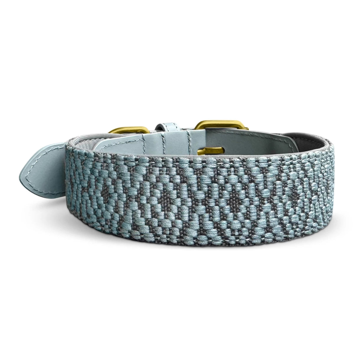 Premium Hundehalsband Gepolstert – Anthrazit/Eisblau