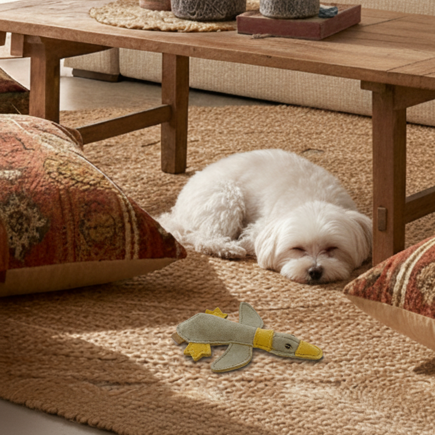 BUDDY. Leder Hundespielzeug für kleine Hunde "Kleine Ente"