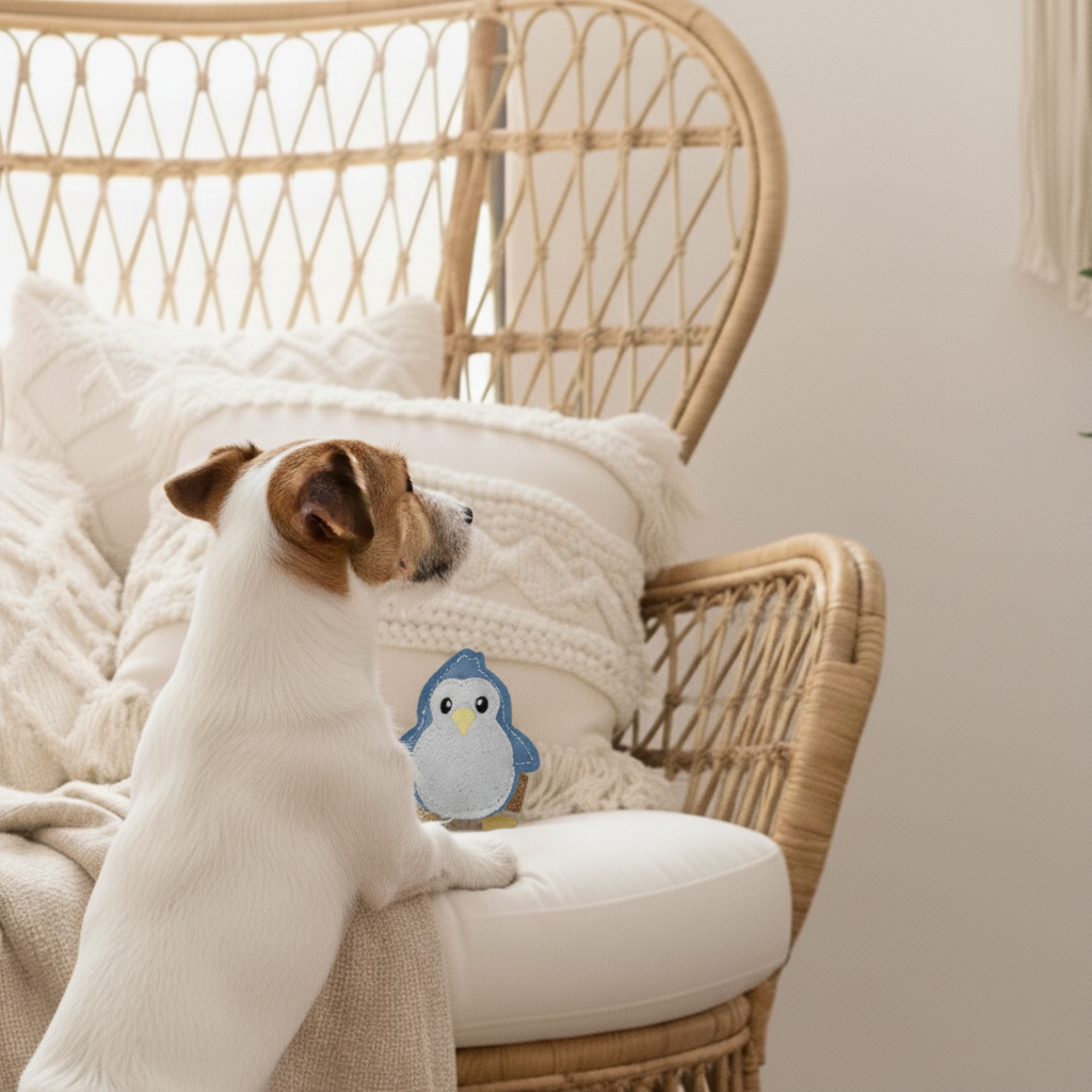 BUDDY. Hundespielzeug aus Leder für kleine Hunde "Pinguin"